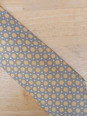 Stefano Ricci Yellow and Light Blue Geometric Silk *PRINT* Tie